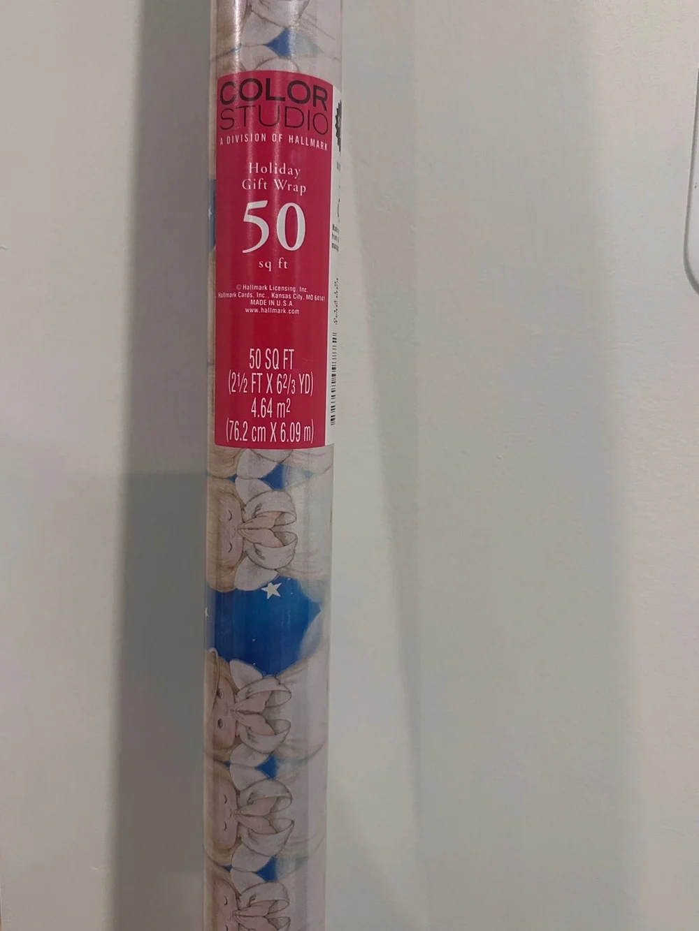 Hallmark Blue and Gold Angel Holiday Celebration Gift Wrap Roll Studio Color